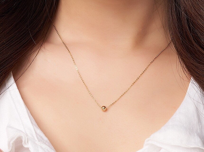 14k gold ball necklace